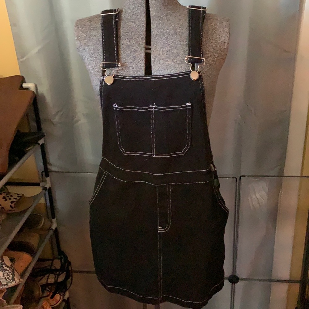 Black overall dress